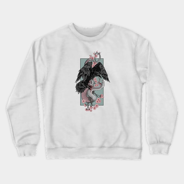 Crow and snake Crewneck Sweatshirt by Jess Adams